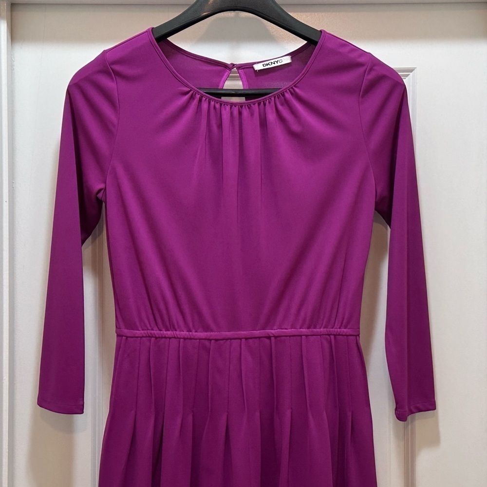 DKNYC Women’s Large Long Sleeve Fuchsia Midi Dress - EUC - Picture 4 of 14